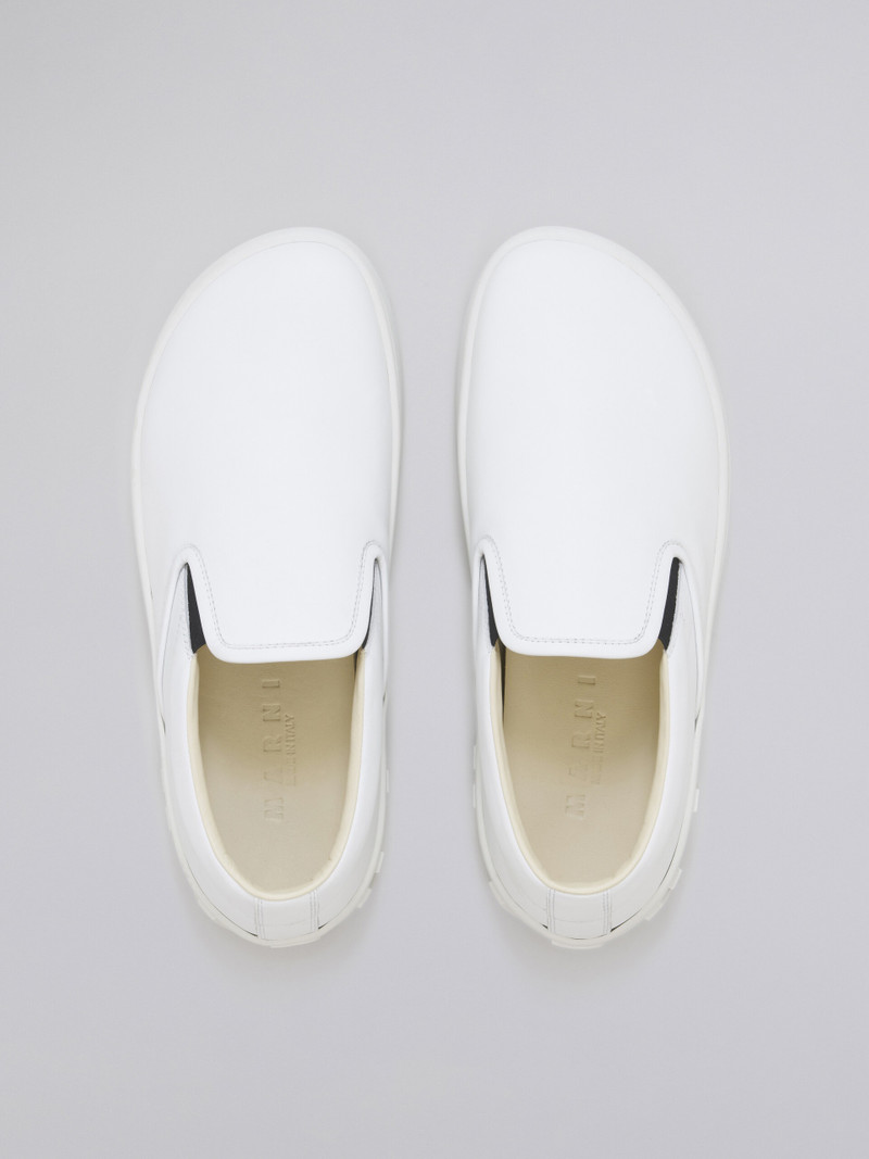 WHITE LEATHER SLIP-ON SNEAKER WITH MAXI LOGO 4