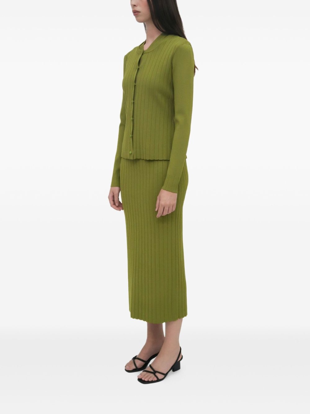 ribbed button-front cardigan - 5