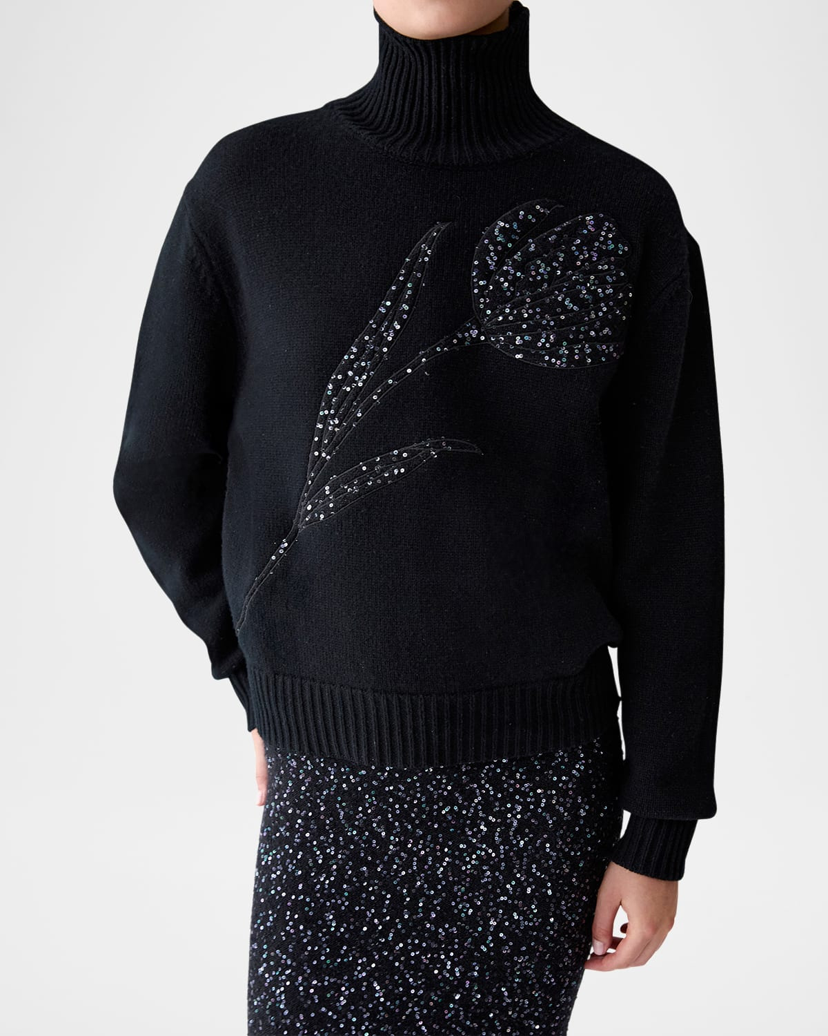 Sequined Knit Pencil Skirt - 4