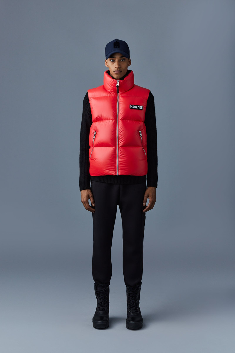MACKAGE KANE lustrous light down vest with funnel collar outlook