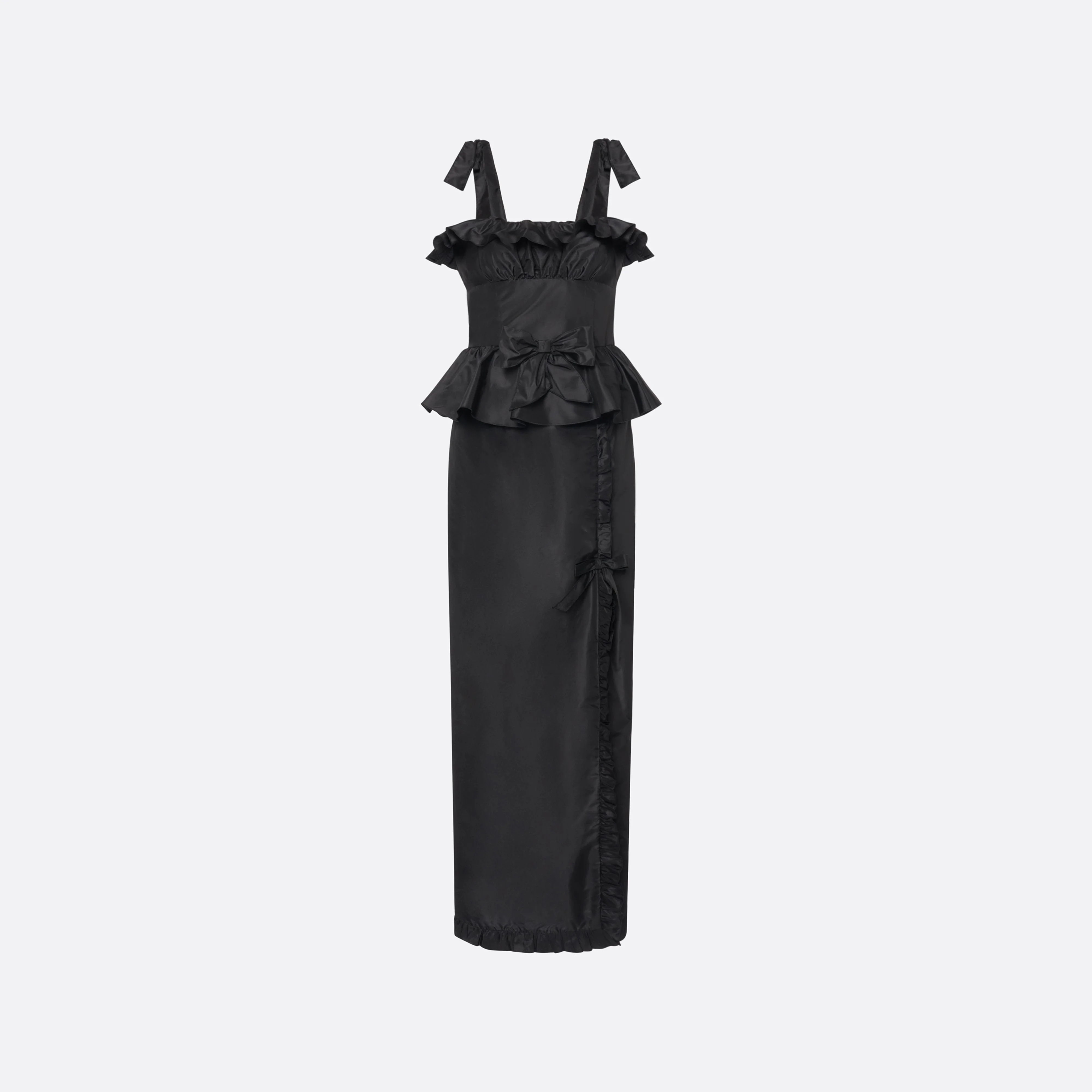 SILK TAFFETA MIDI DRESS WITH RUFFLES - 1
