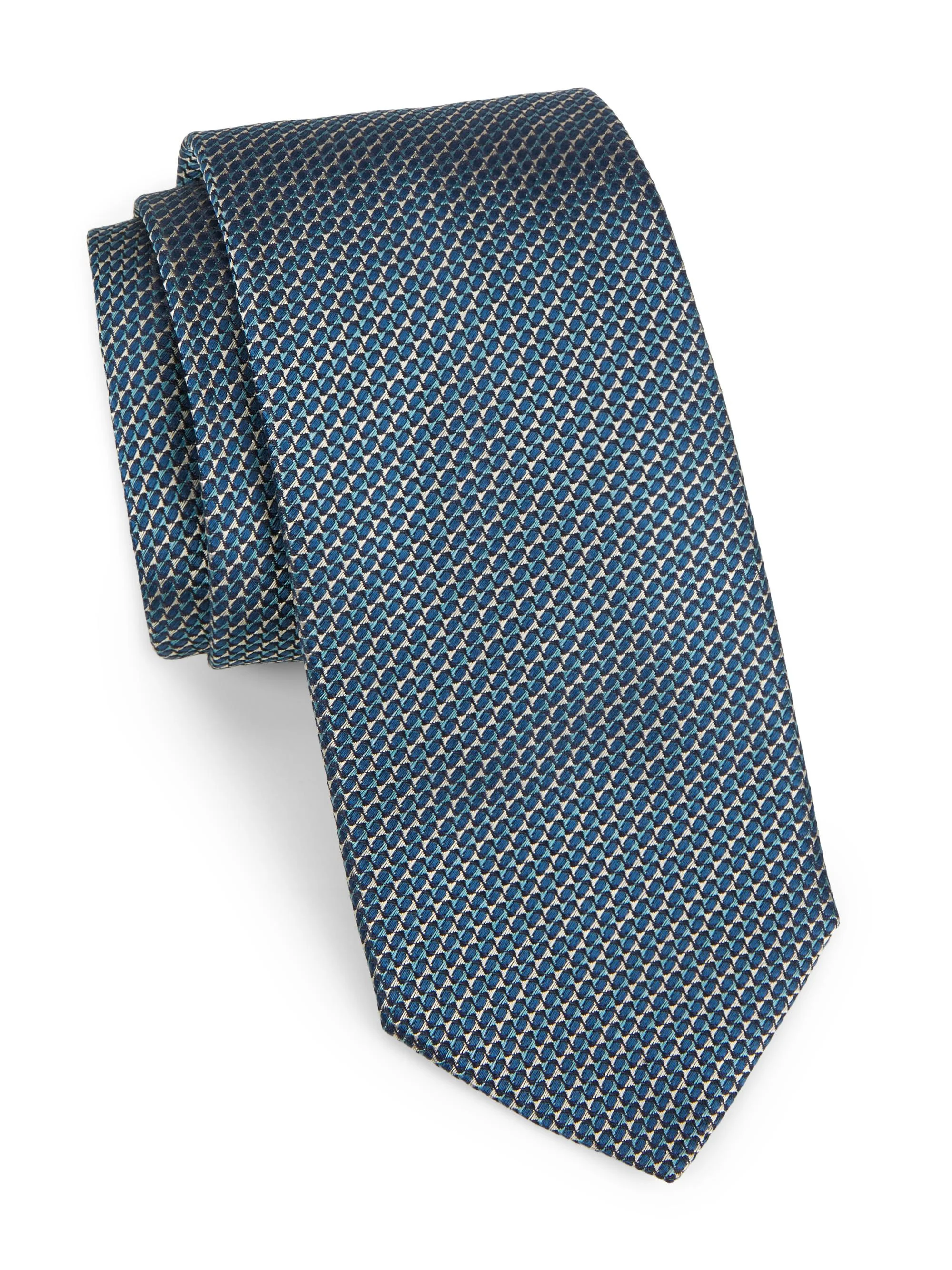 Men's Neat Silk Tie - Teal - 1
