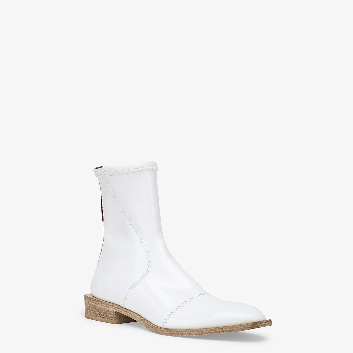 Glossy white neoprene low ankle boots - 2