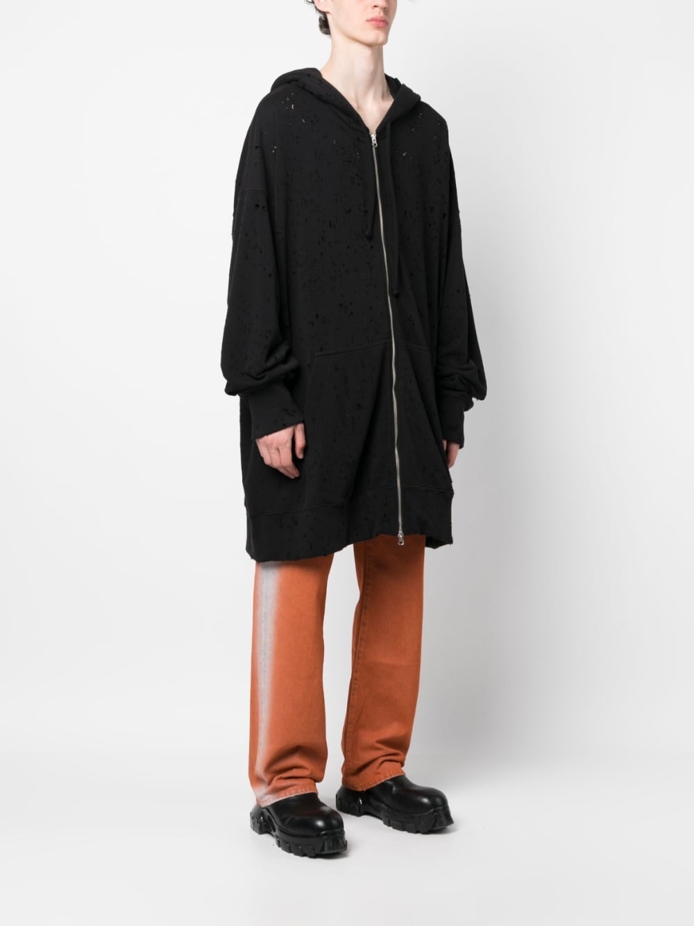 oversize perforated hooded jacket - 3