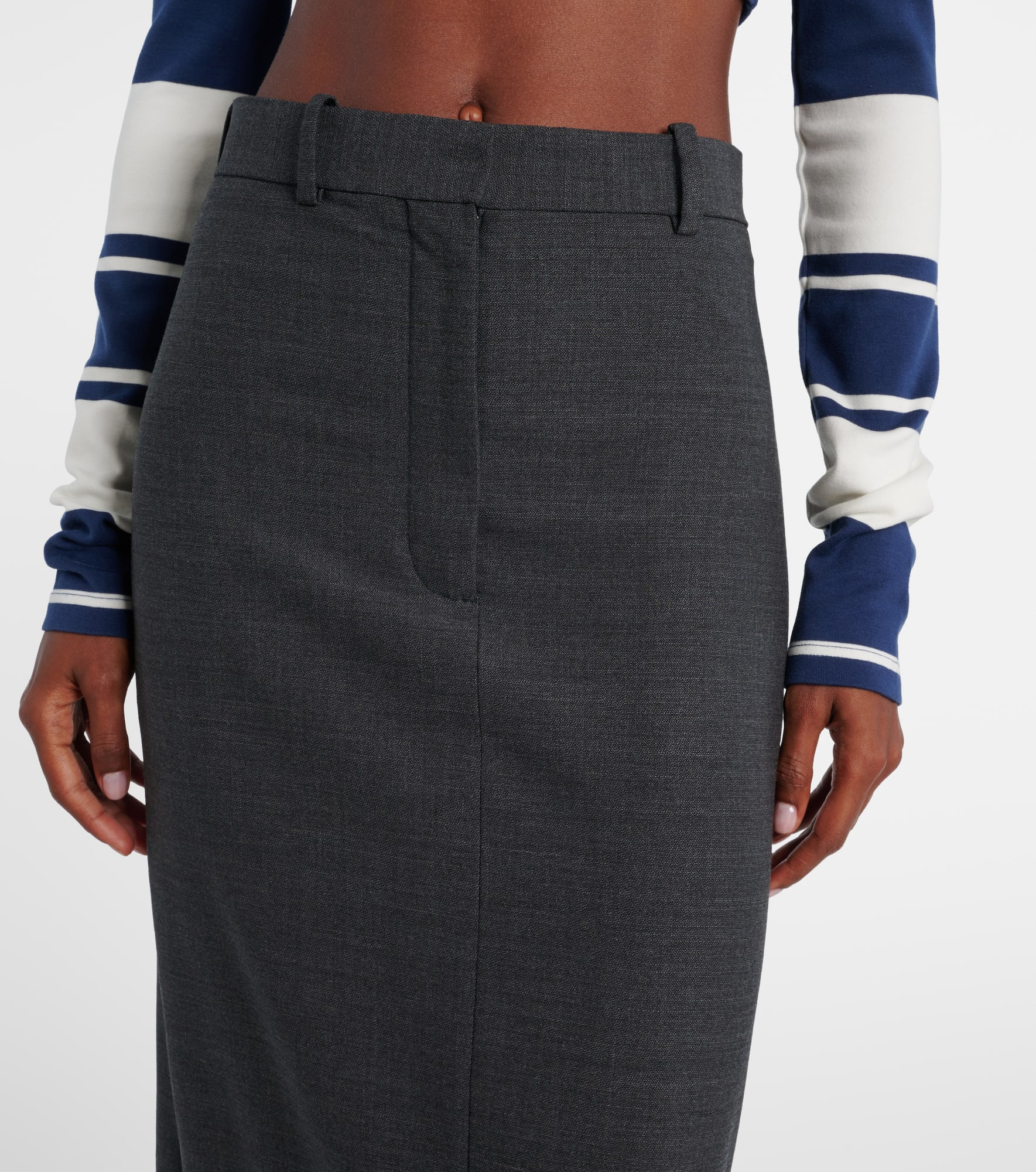 High-rise wool-blend maxi skirt - 4