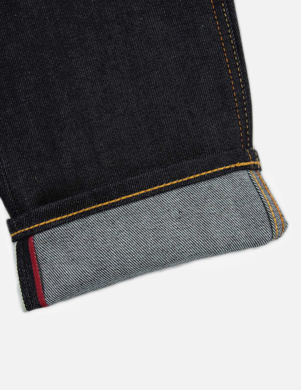 WASH-EFFECT SEAGULL PRINT CARROT FIT RAW DENIM JEANS #2017 - 9