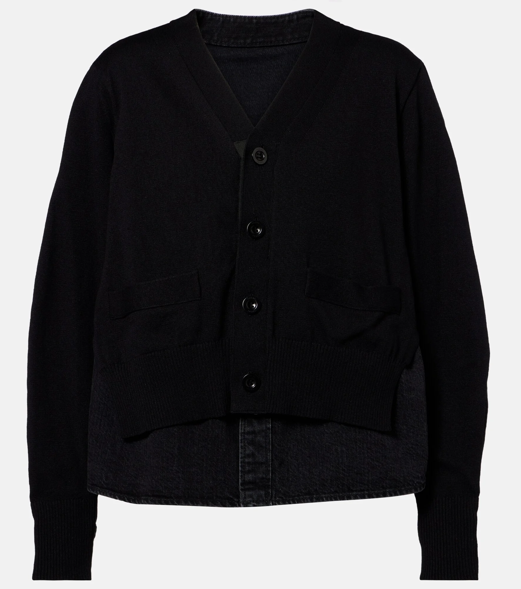 Paneled cotton-blend cardigan - 1