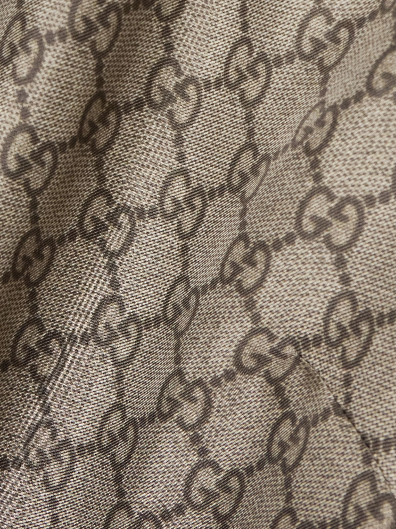 Monogram-print silk-satin shirt Camel - 5