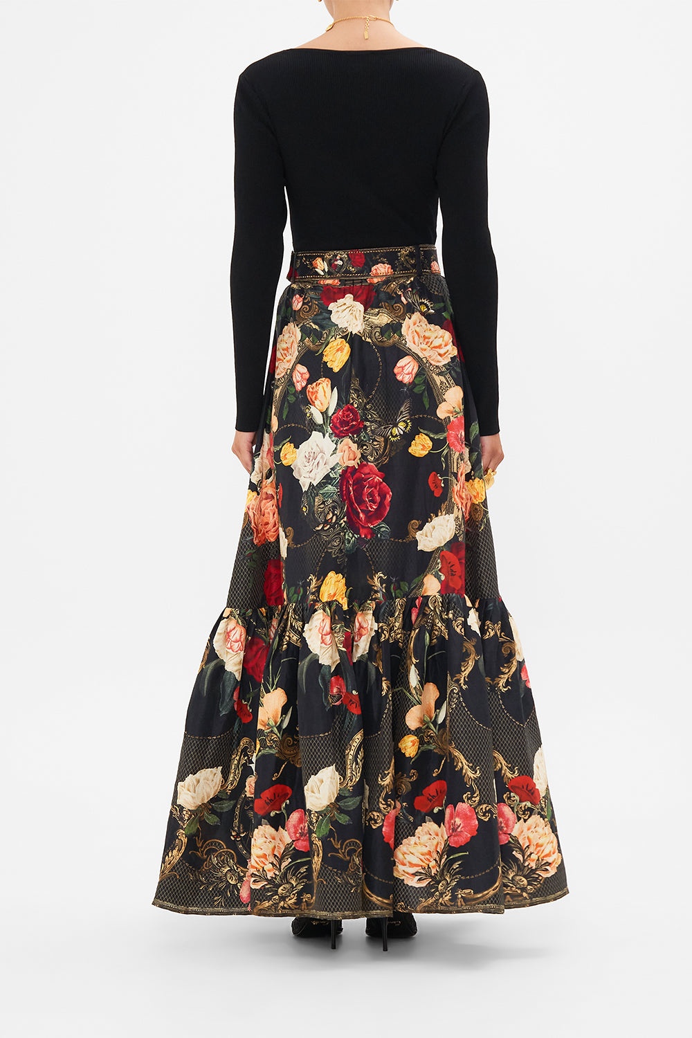 SKIRT WITH DEEP HEM FRILL AND BELT - 3