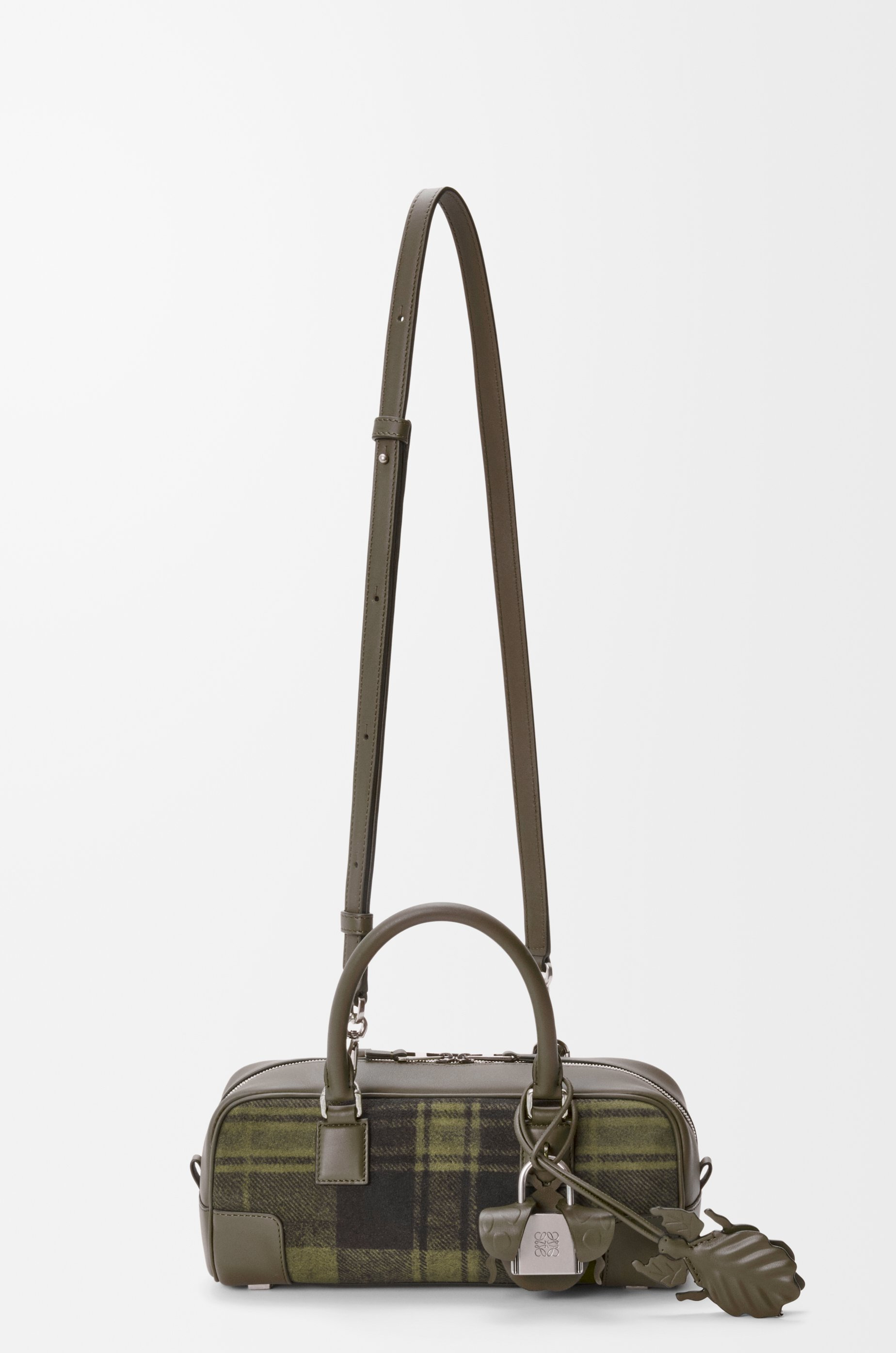 Amazona 23 cropped bag in tartan suede and nappa calfskin - 5