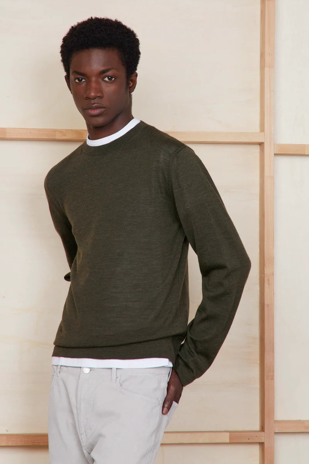 Nemo Sweater Italian Merino Wool Olive Night - 2