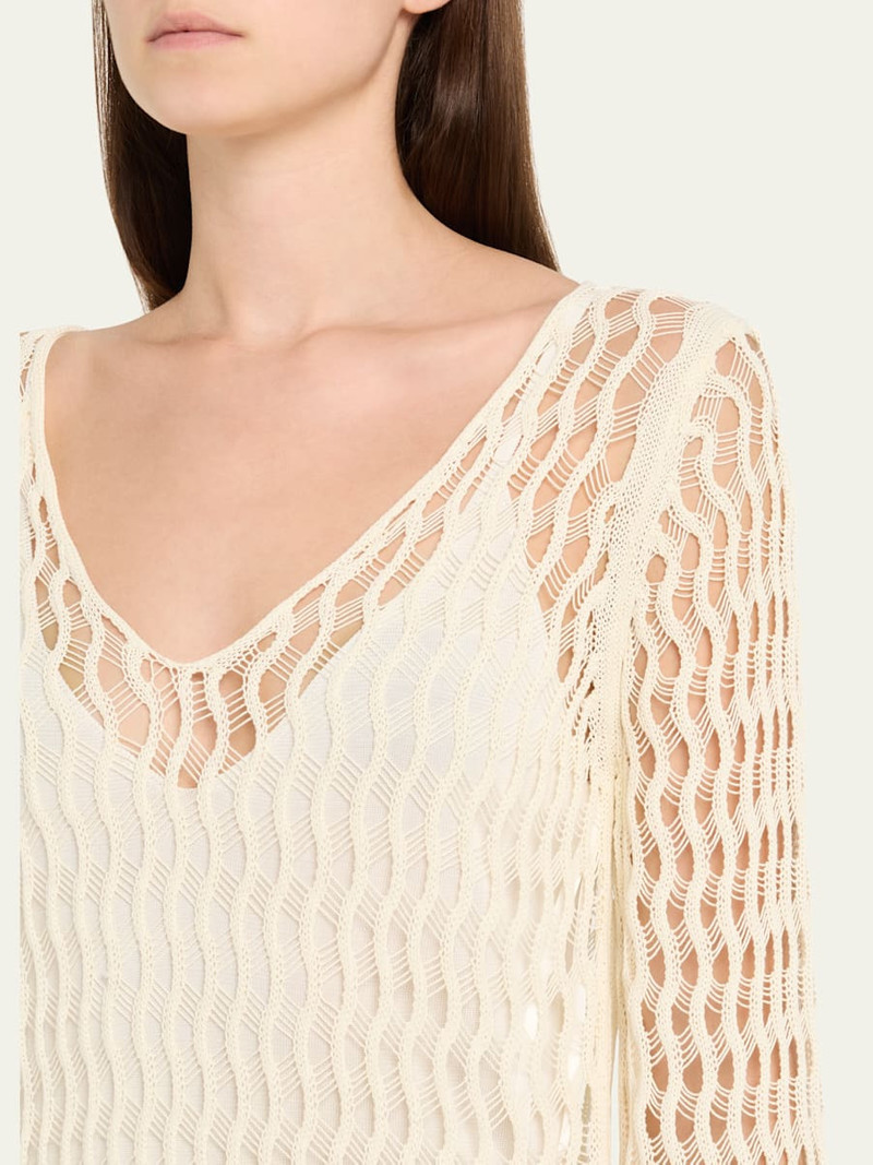 Jemmy Open Knit Long-Sleeve Midi Dress 5