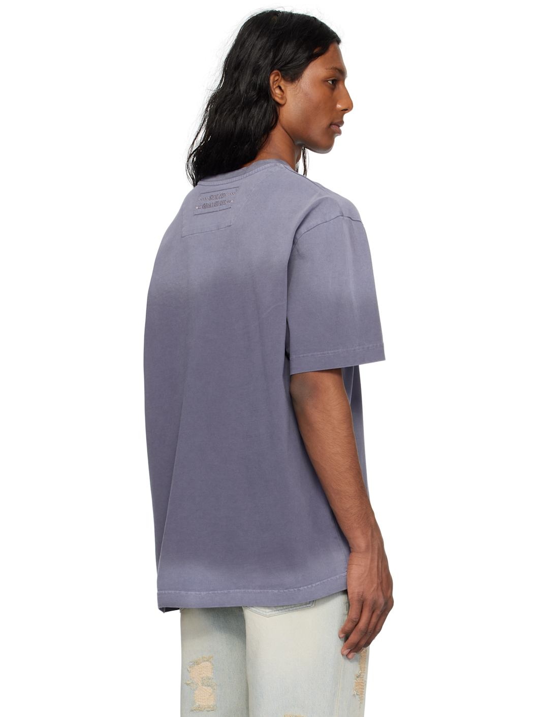 Purple Dyed Slogan T-shirt - 3