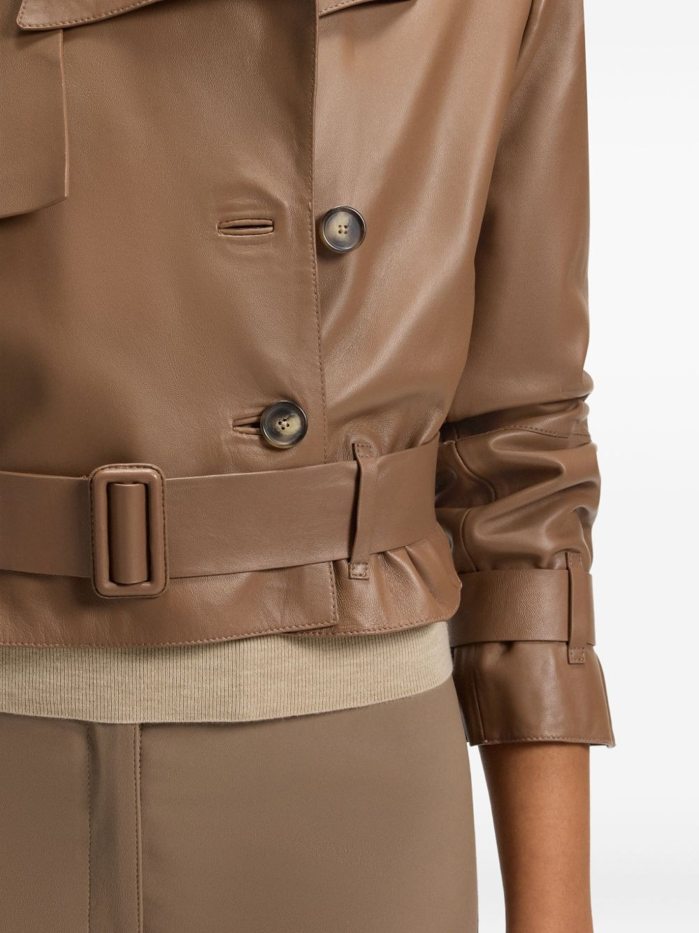 belted double-breasted jacket - 5