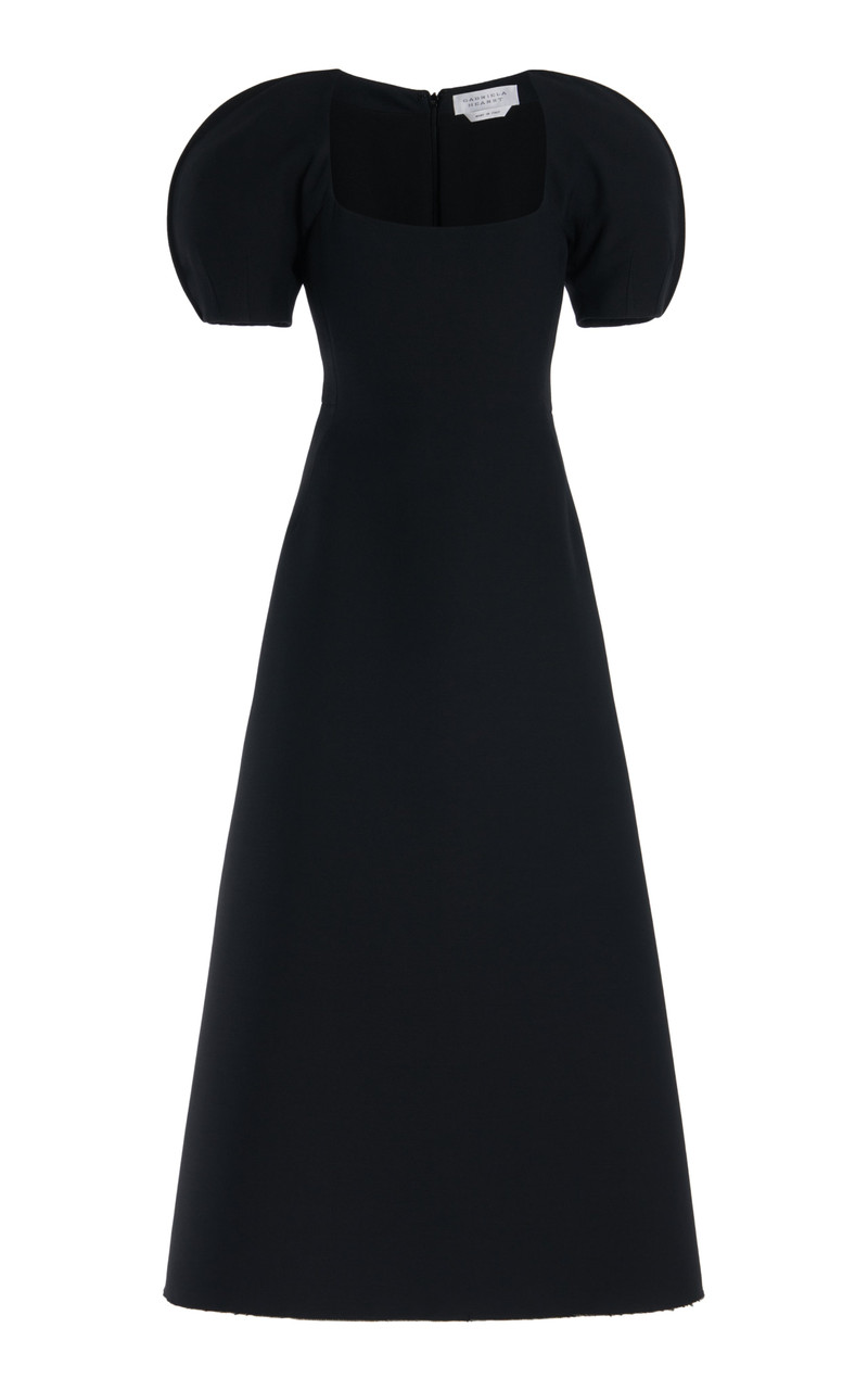 Niahm Dress in Black Wool Silk Cady - 1