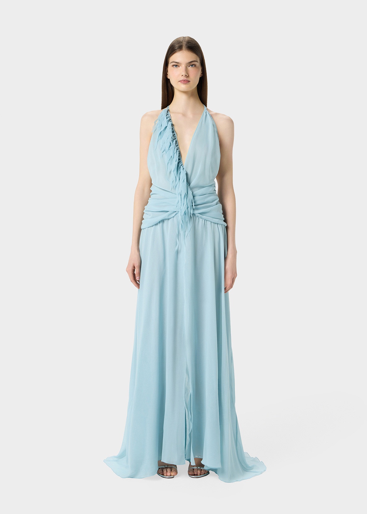 GEORGETTE LONG DRESS WITH DRAPES - 3