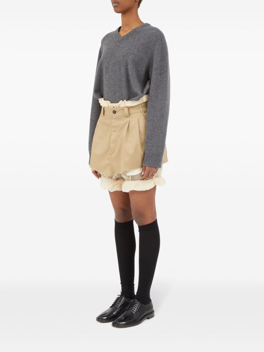 frayed-hem layered shorts - 6