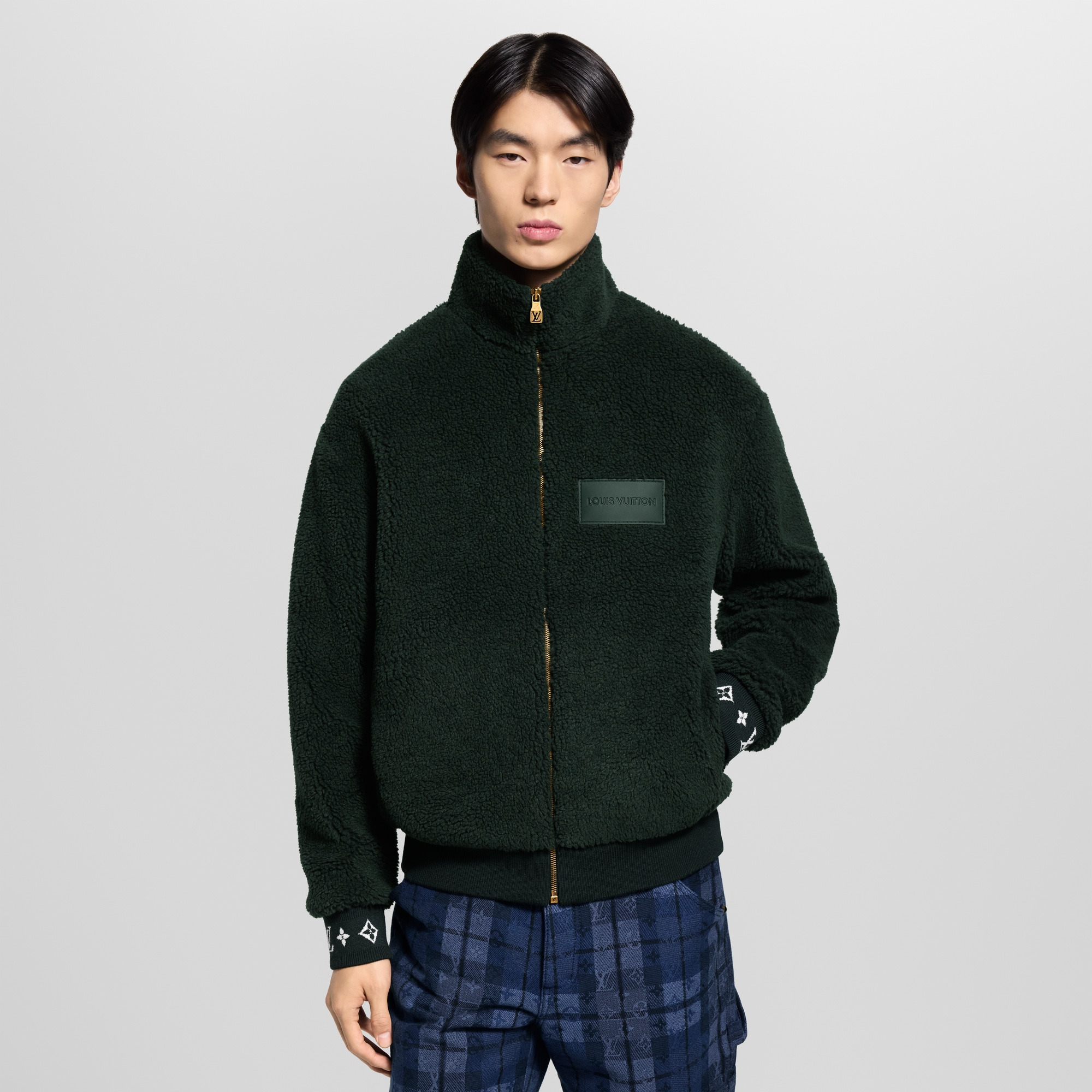 Leather Patch Fleece Blouson - 2