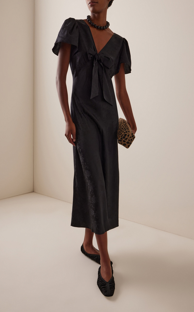 CIAO LUCIA! Brunello Silk Jacquard Midi Dress black outlook