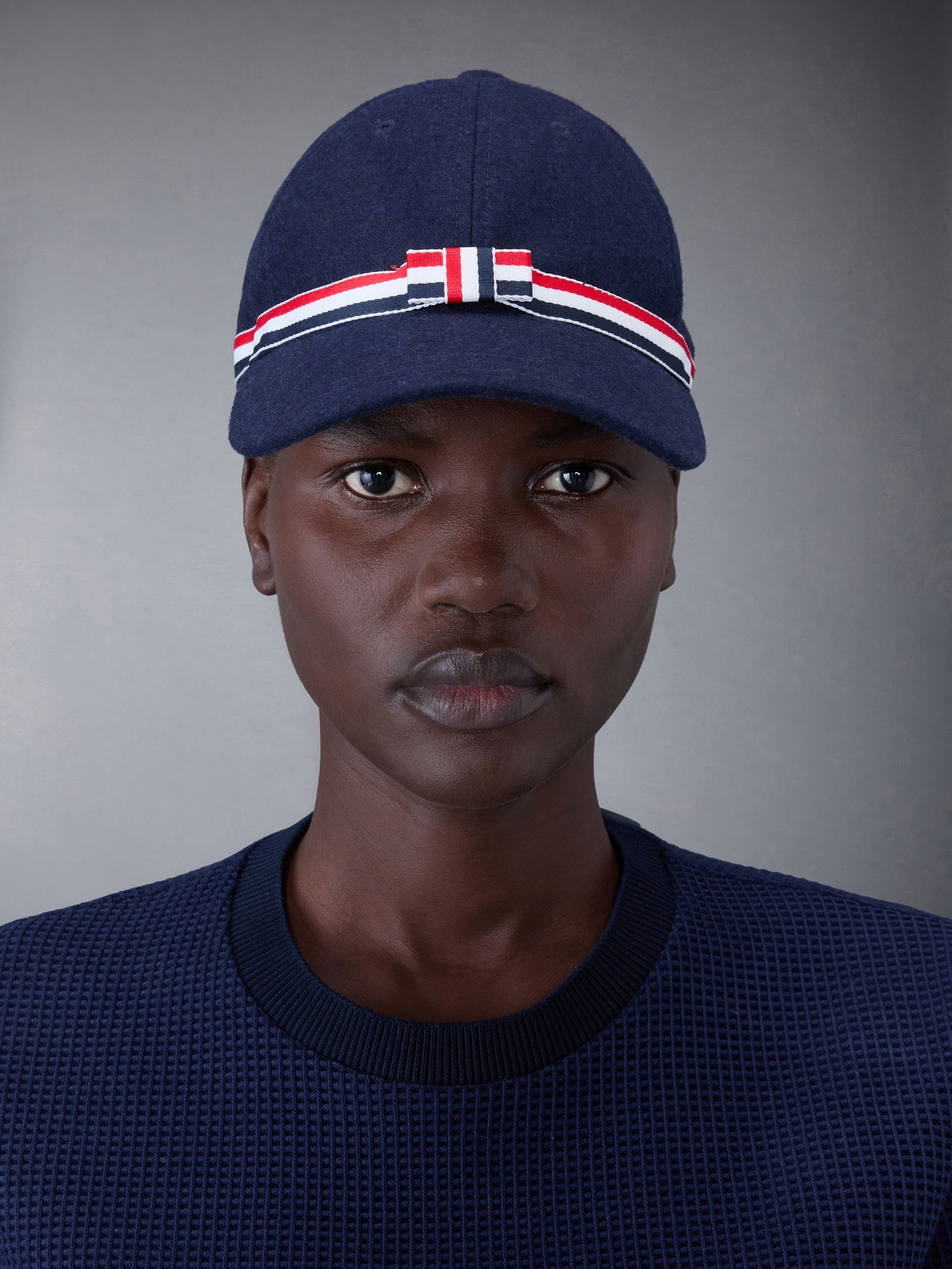 キャップ THOM BROWNE GG BOW BASEBALL CAP IN WOOL FLANNEL Thom Browne Wool Flannel Grosgrain Bow Baseball Cap | REVERSIBLE