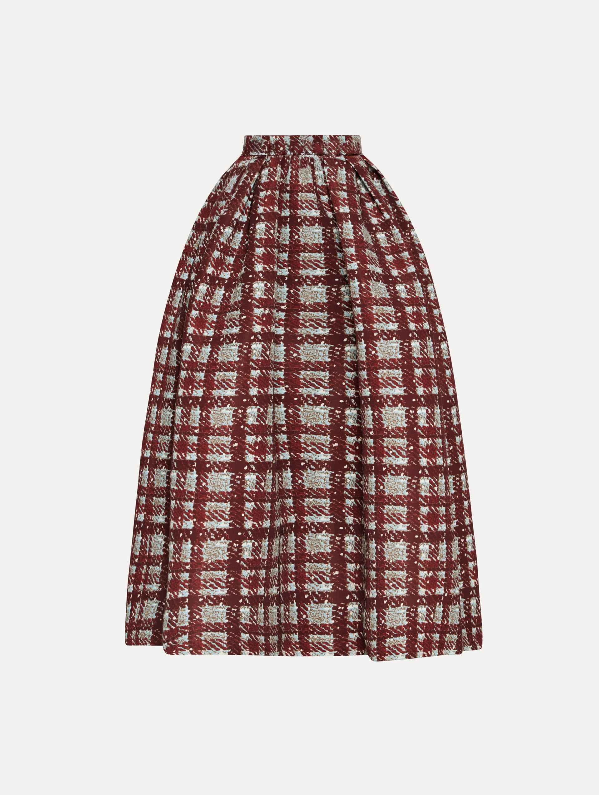 TEXTURED FAILLE PLAID SKIRT - 1