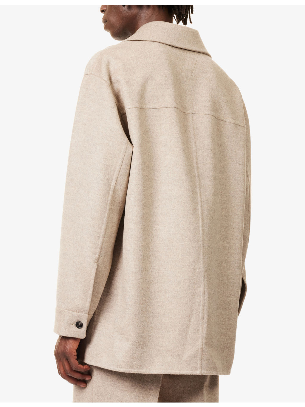 Notched-Collar Long-Sleeve Wool-Cashmere Blend Overshirt - 4