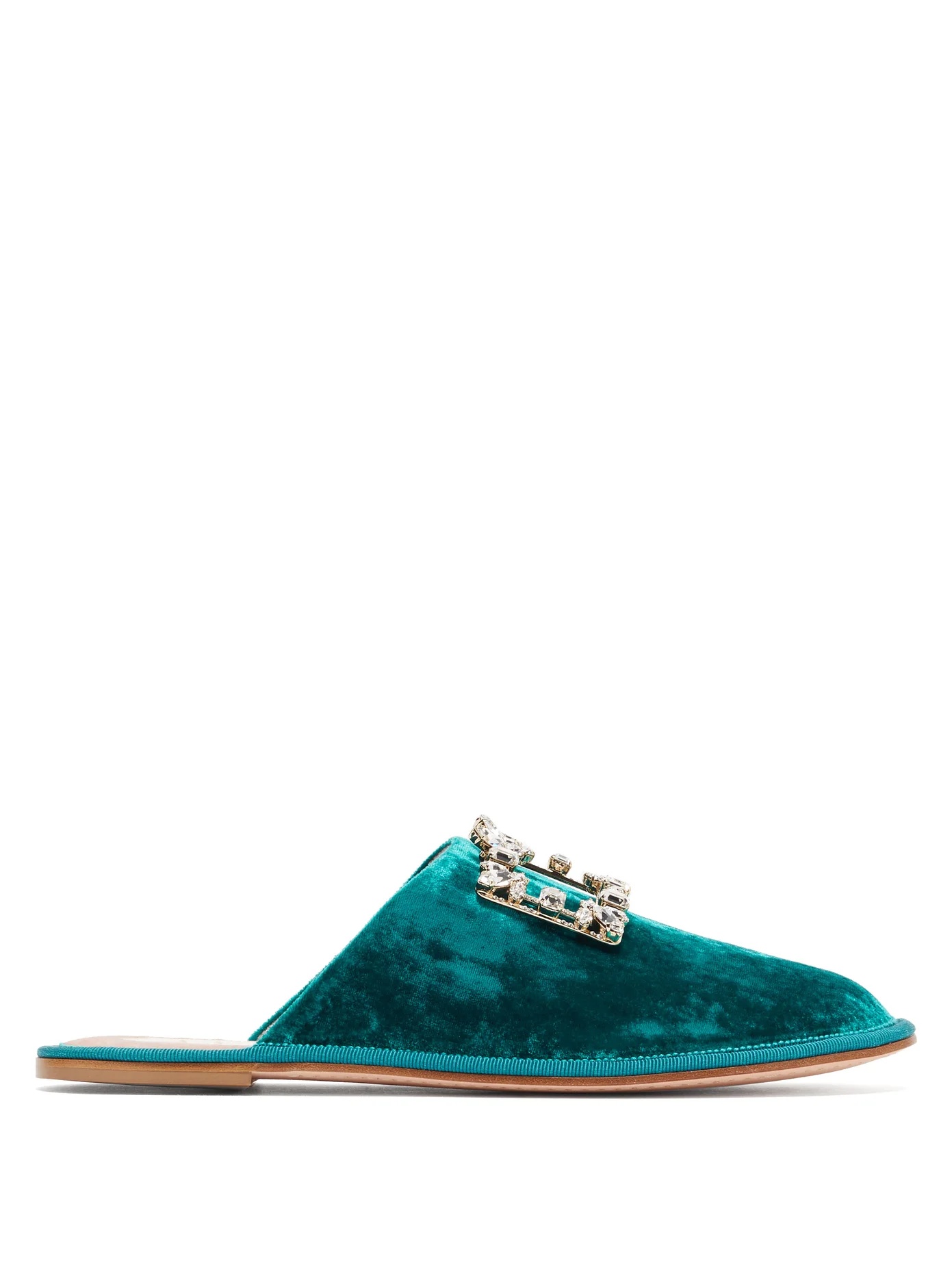 Hotel Vivier crystal-buckle velvet slippers - 1