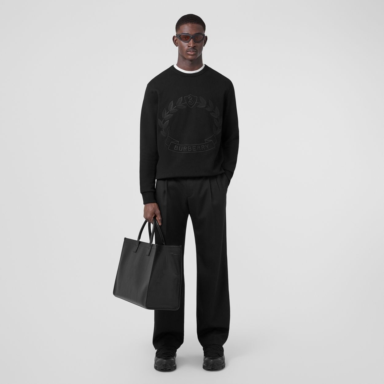 Embossed Check Leather Tote - 6