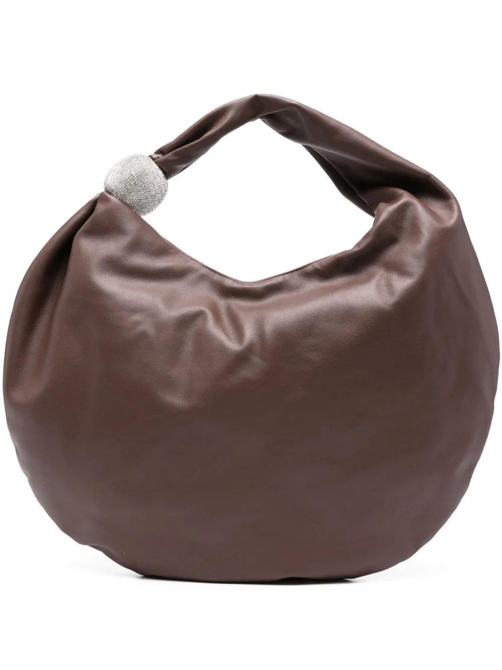 crystal-embellished leather shoulder bag - 1