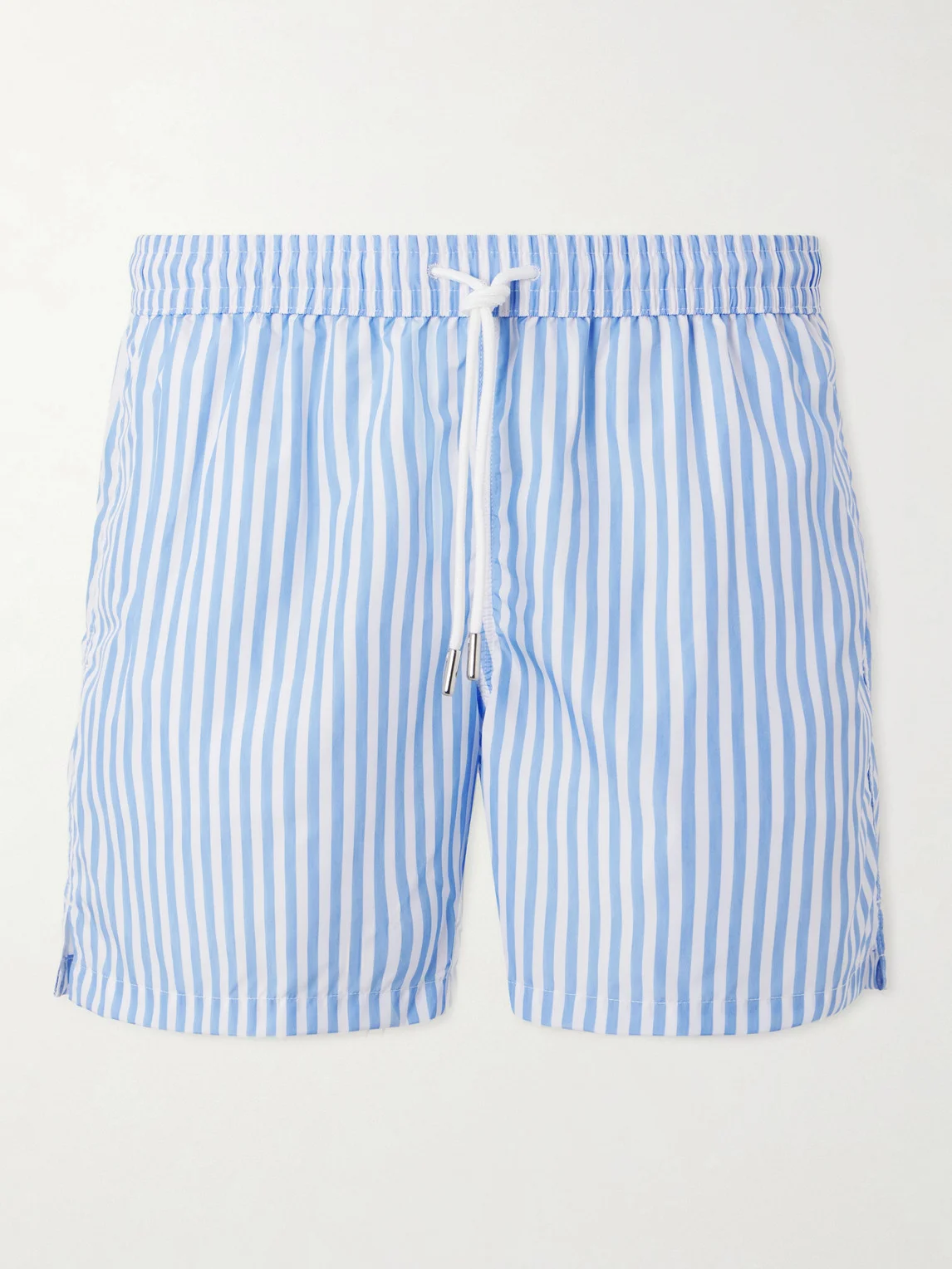 Straight-Leg Mid-Length Striped Swim Shorts - 1