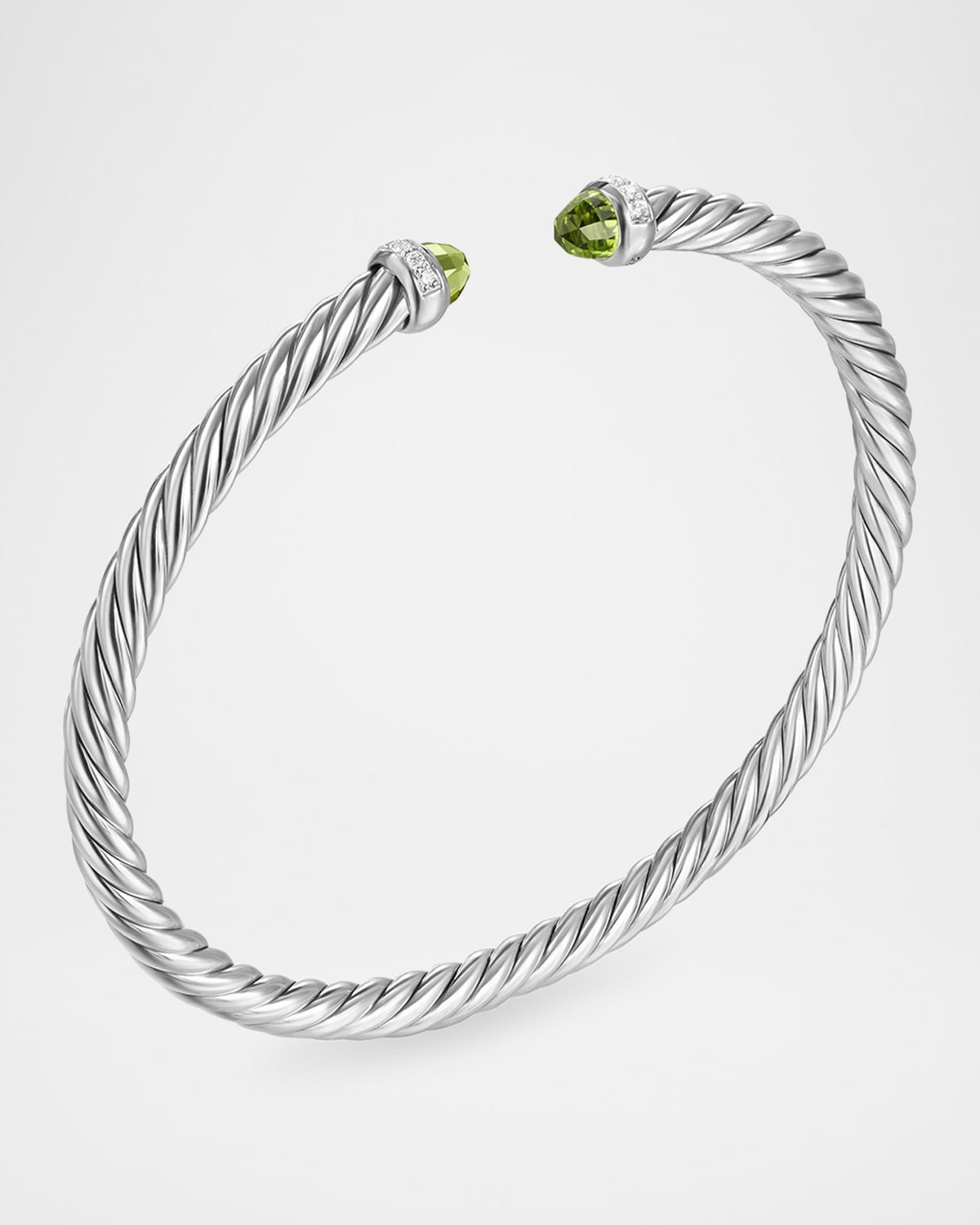 Modern Cable Flex Bracelet with Gemstones and Diamonds in Silver, 4mm - 2