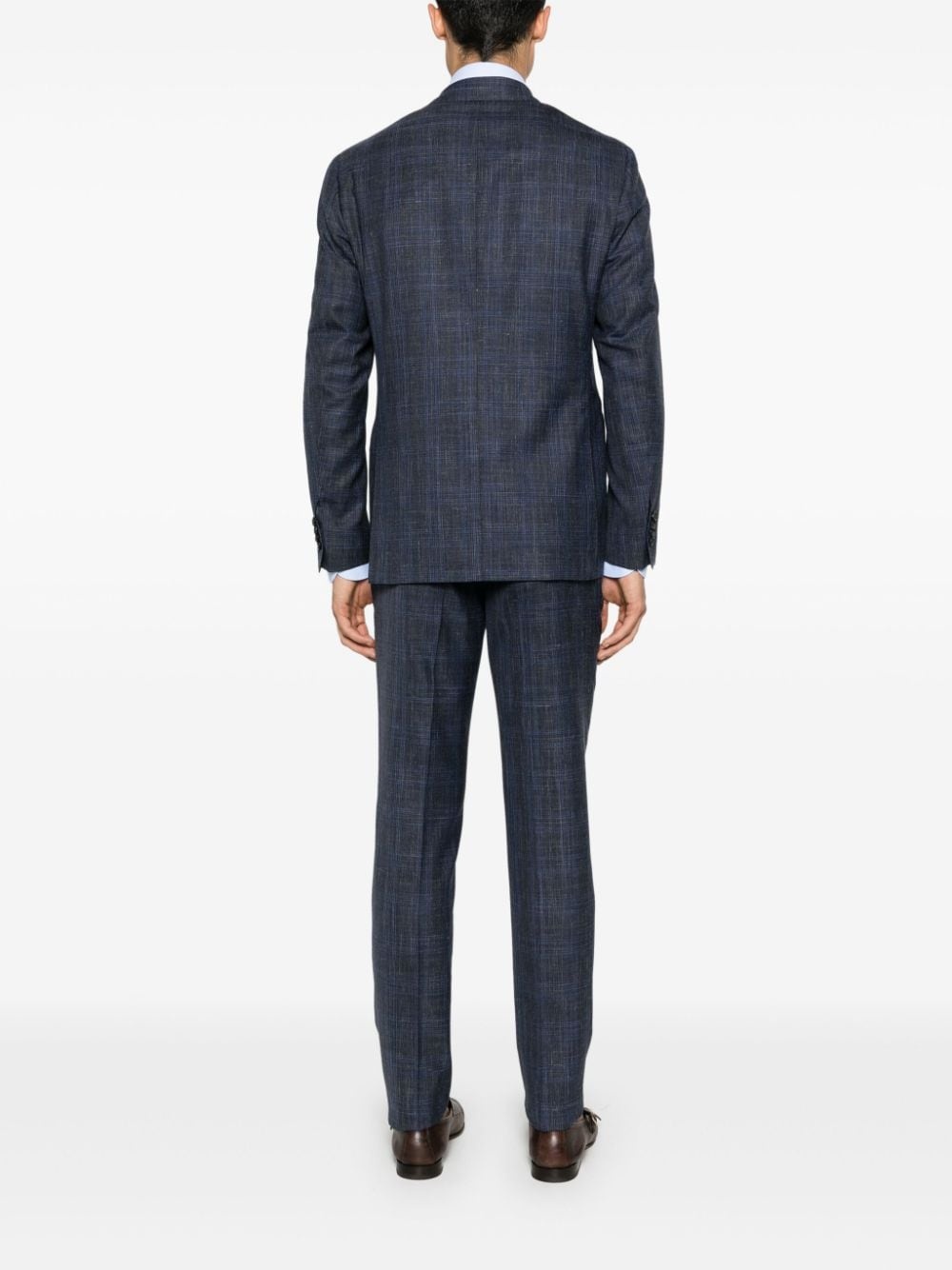 check-pattern single-breasted suit - 4