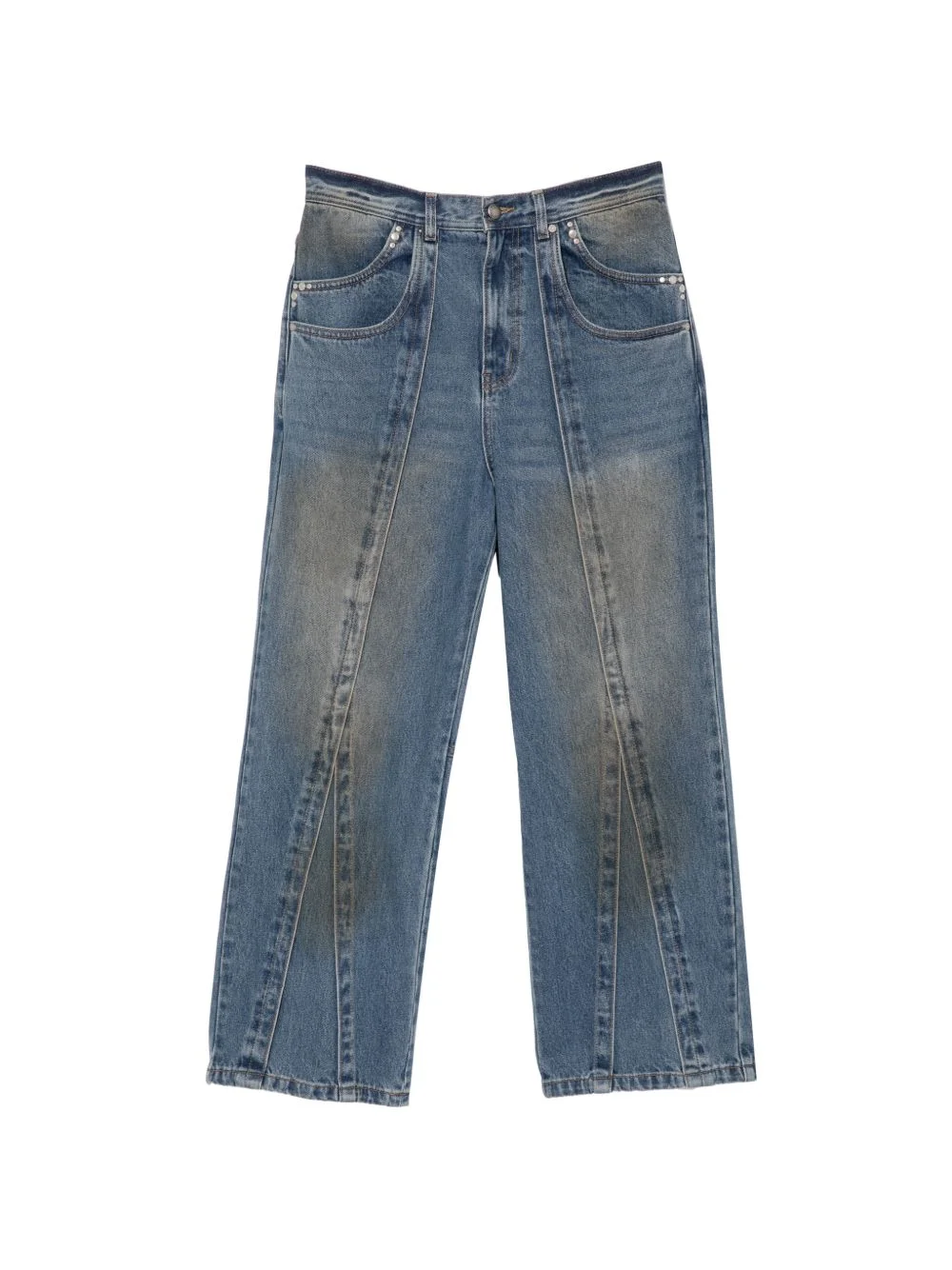 layered wide-leg jeans - 1