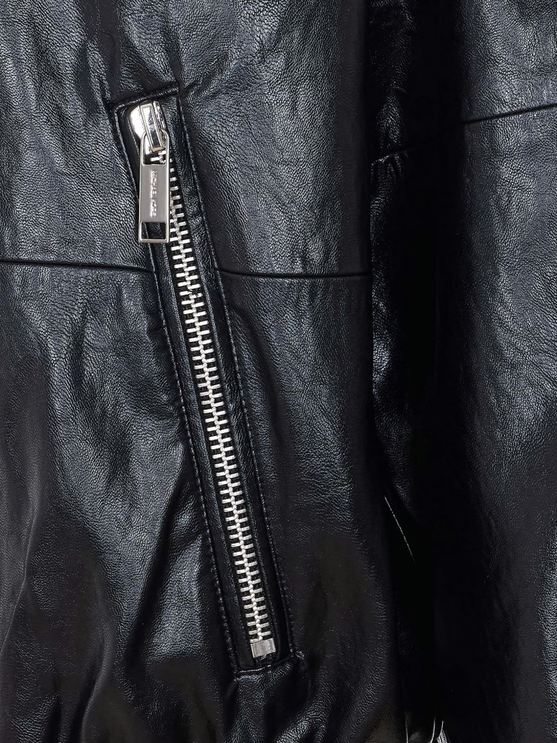faux-leather hooded jacket 3