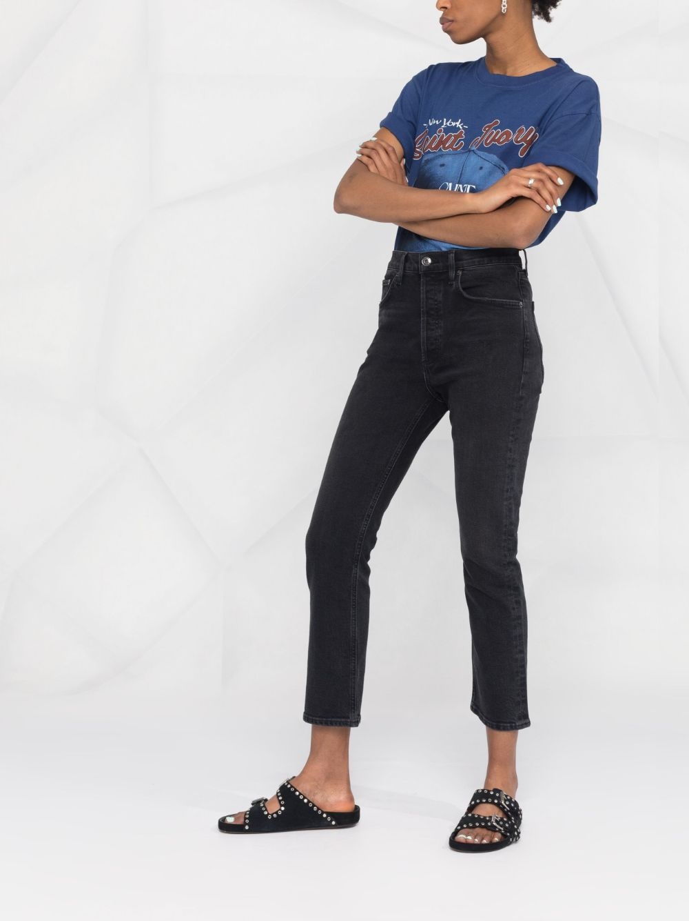 high-waisted straight-leg jeans - 6