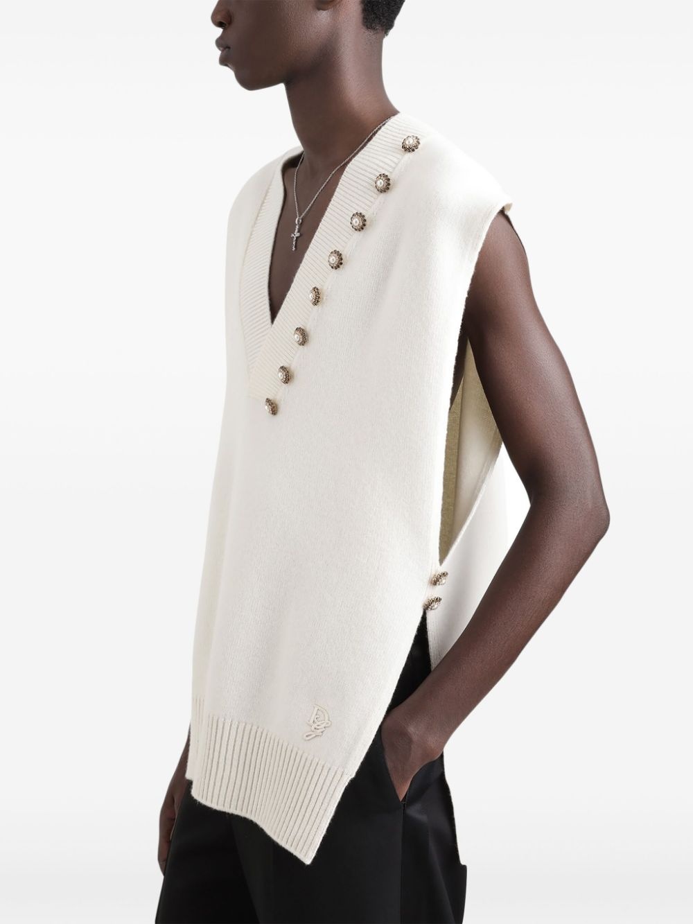 crystal-embellished vest - 4