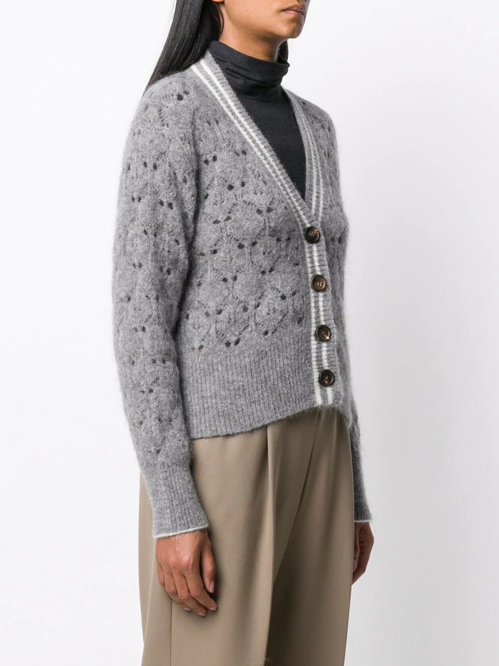 pointelle-knit cardigan  - 3