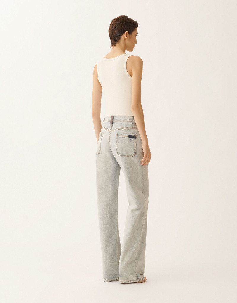 Water-marbled denim pants 4