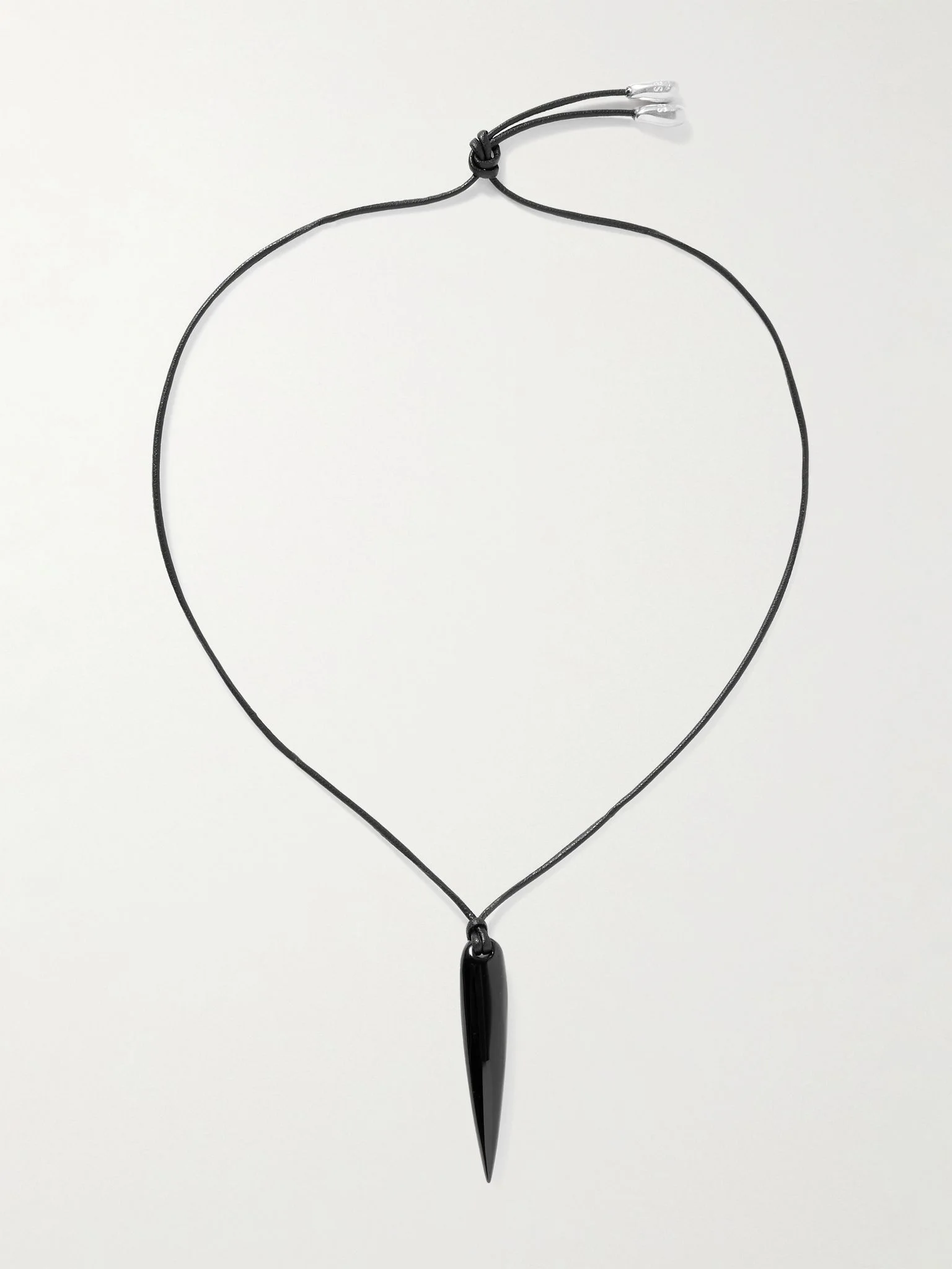 Spear silver, onyx and cord necklace Black - 1