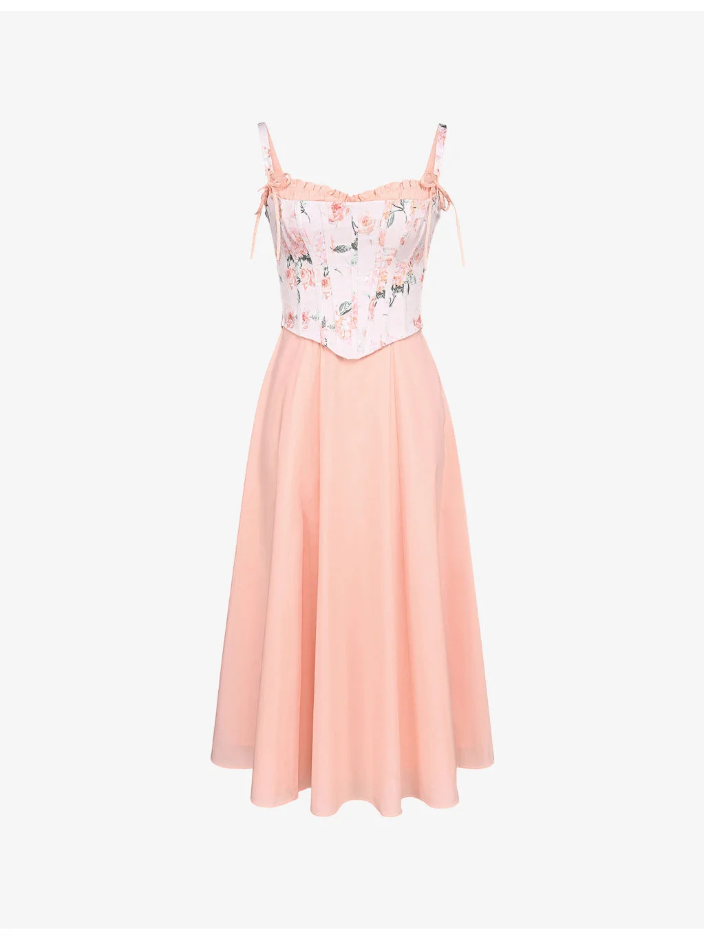 Clarabelle Detachable Corset Stretch-Cotton Midi Dress - 1