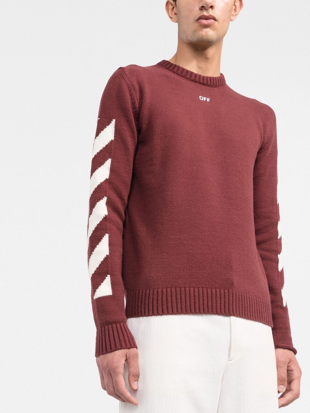 arrow-knit crew neck jumper - 3