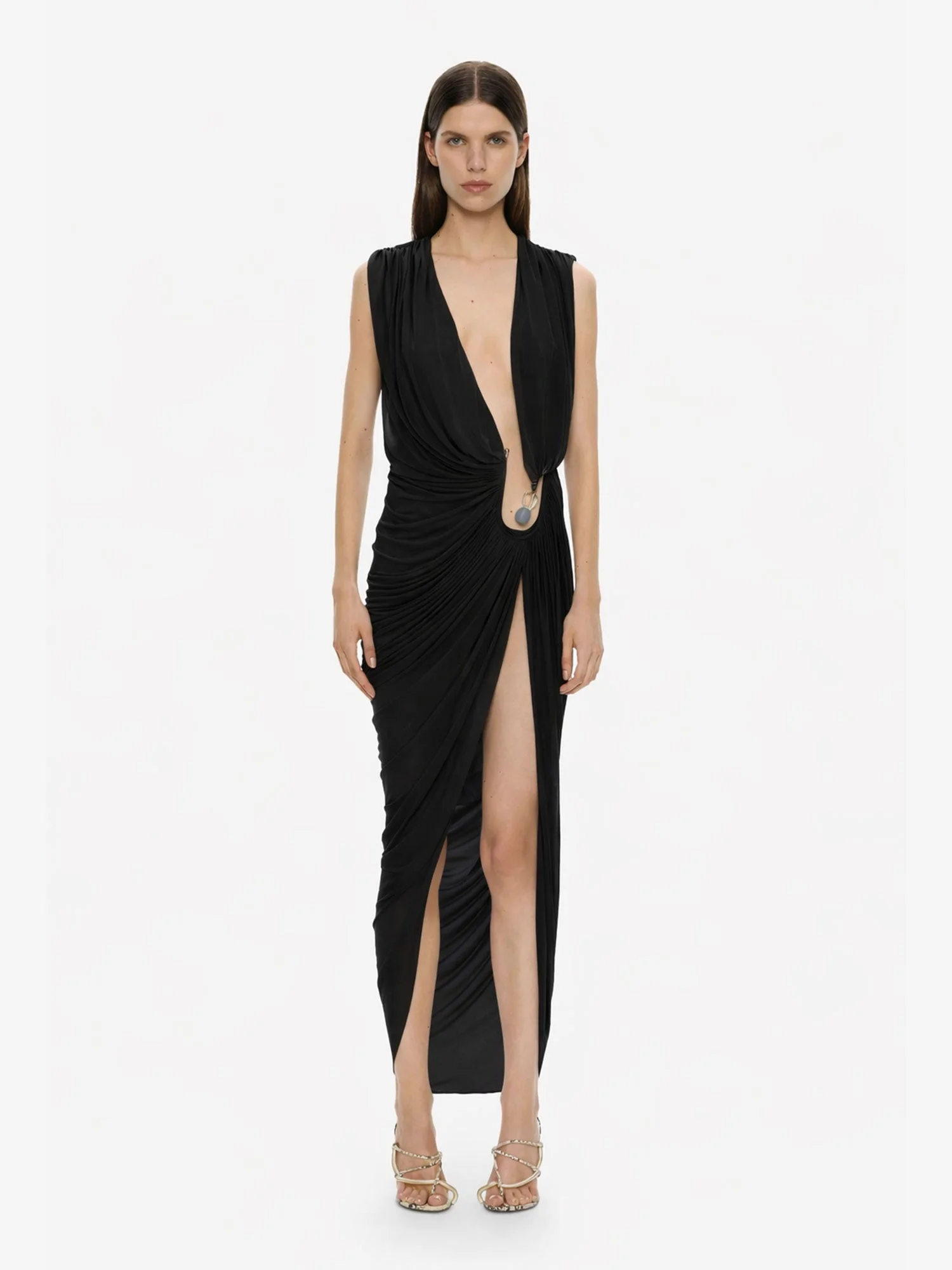 Ripple Crystal Plunge Dress - 1