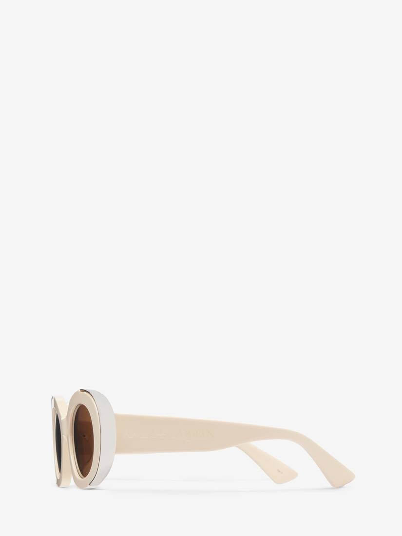 Women's The Grip Oval Sunglasses in Ivory/brown 4
