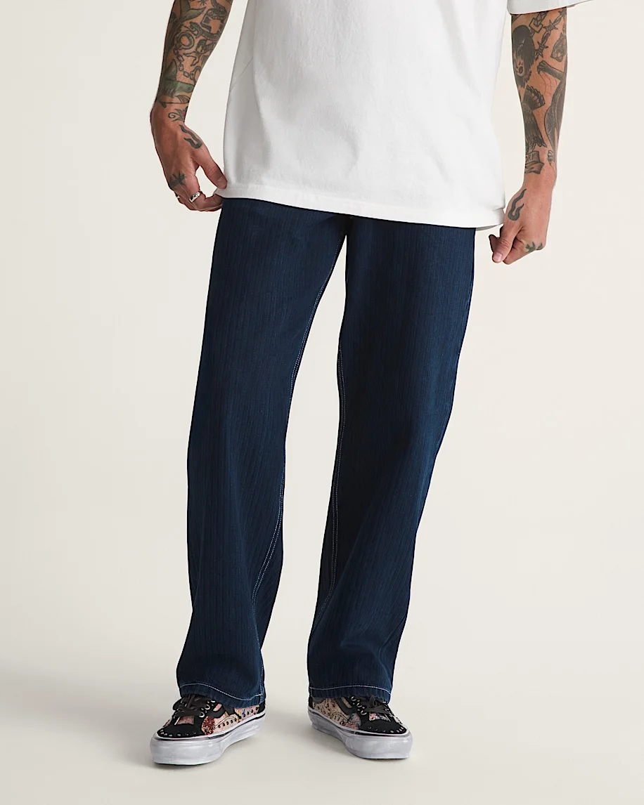 Check-5 Loose Denim Herringbone Pant - 1