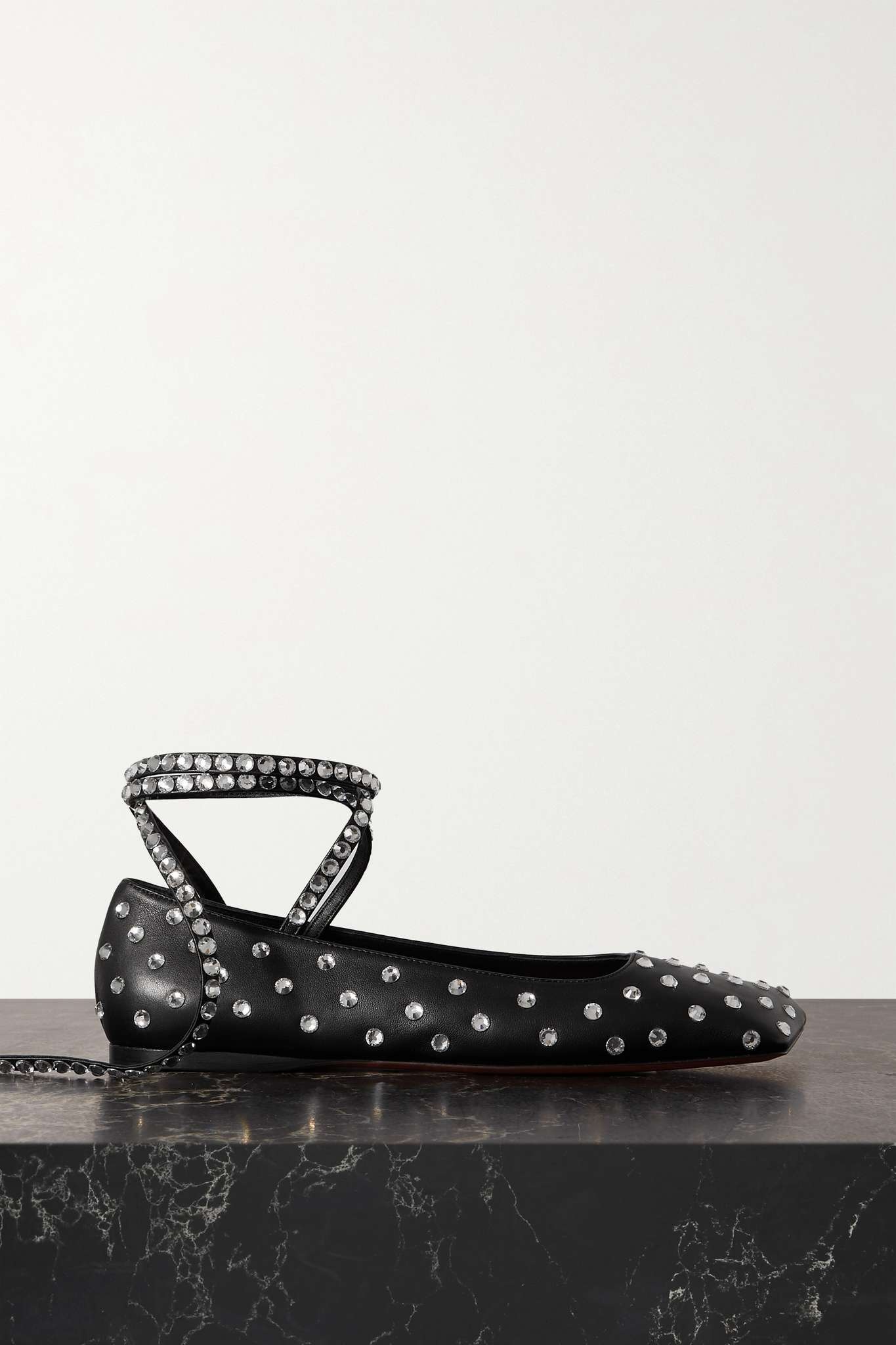 Ane crystal-embellished leather ballet flats - 1