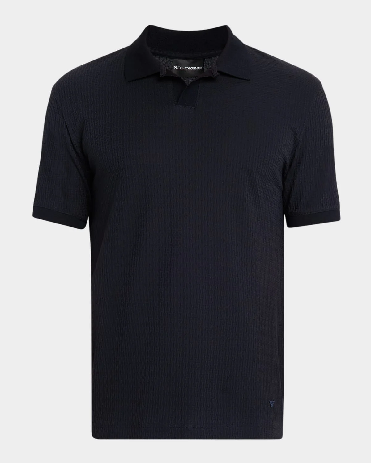 Men's Chain Stitch Jacquard Knit Polo Shirt - 1