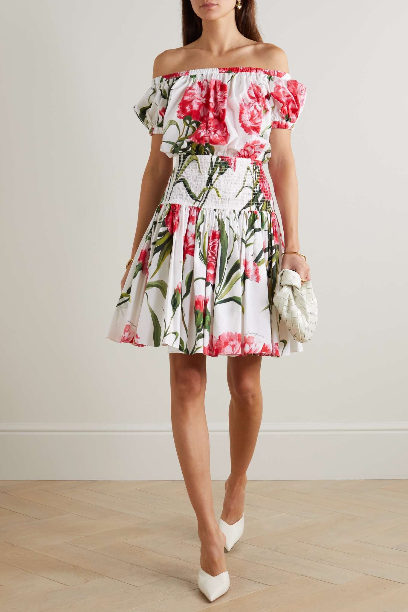 dolce and gabbana floral dress & Fall 2015 L/S Gabbana dress is crafted of stretch silk satin and features a floral print Dolce & Gabbana Off-the-shoulder shirred