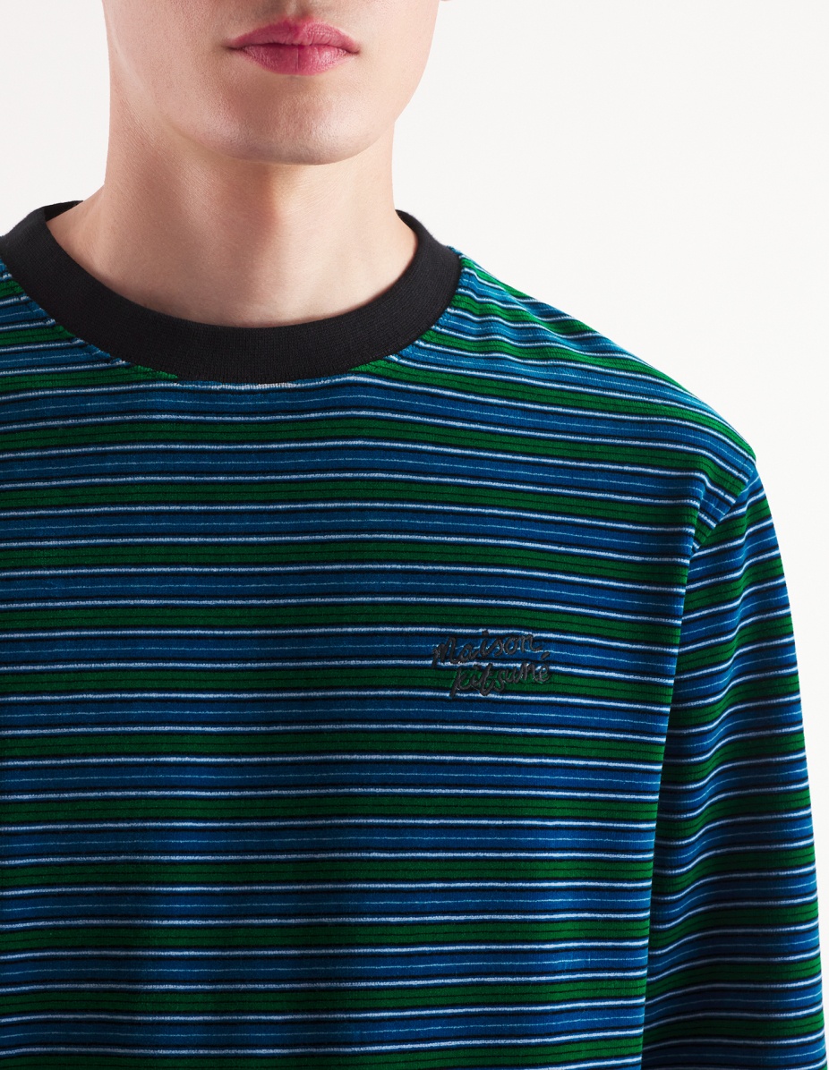 STRIPED VELVET LONG SLEEVES TEE-SHIRT - 4