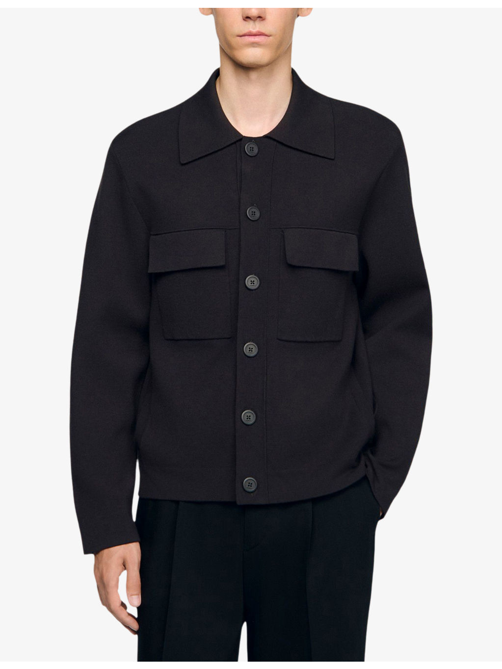 Patch-pocket marl-pattern knitted cardigan - 3