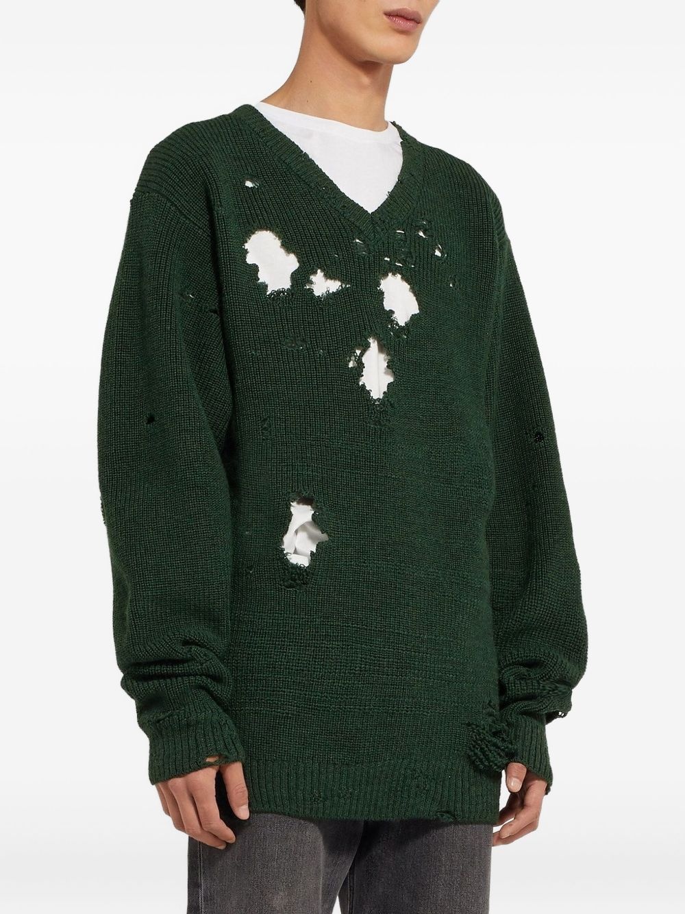 distressed-effect wool sweater - 2